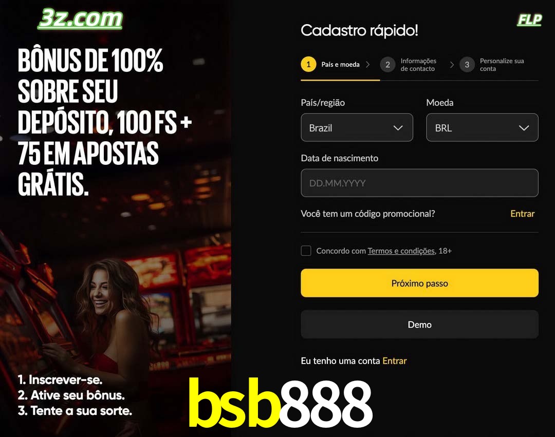 bsb888 registro oficial cassino online Brasil com bônus de depósito e free spins